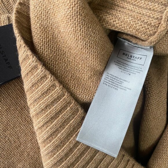 NWT size 2XL Belstaff XXL mens Lanson crewneck sepia sweater NWT virgin wool/cas - Picture 8 of 11